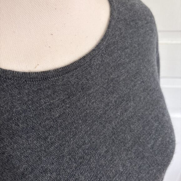 Lord & Taylor Italian Merino Wool Sweater Short Sleeve Grey Size Large - Picture 2 of 6